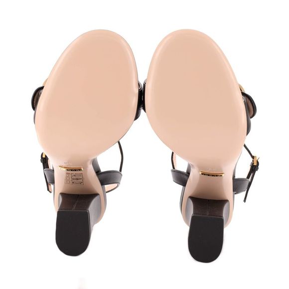 Gucci Women's GG Marmont Block Heel Sandals Leather Black - Picture 4 of 5